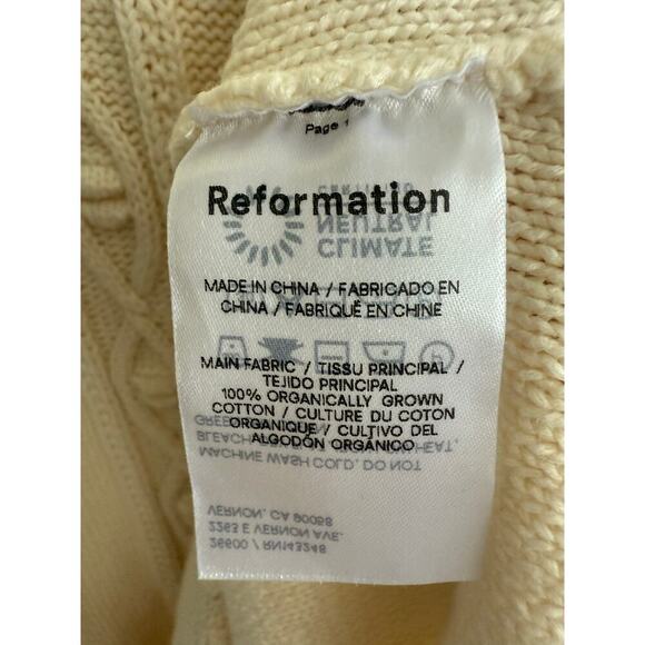 Reformation Women’s Cento Cotton Sweater Cream Knit Dress size Medium - Picture 5 of 7